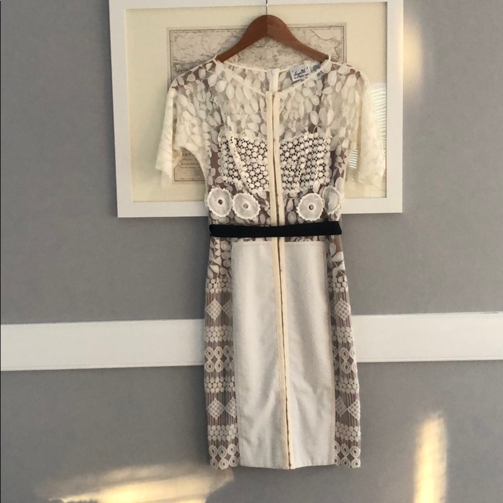Anthro Byron Lars Ivory Sheath Dress Sz 2P